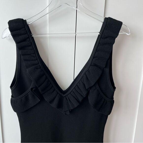 Ronny Kobo Sora Double Knit Ruffle Sleeveless Mini Dress in Black size large - Picture 10 of 15